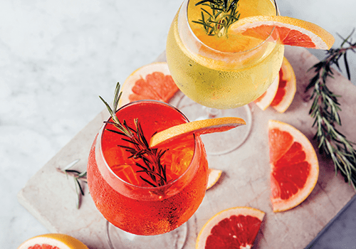 pink and yellow, summer-inspired cocktails