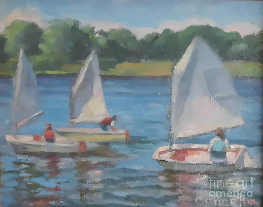 painting of sailboats by artist Concetta Volpe